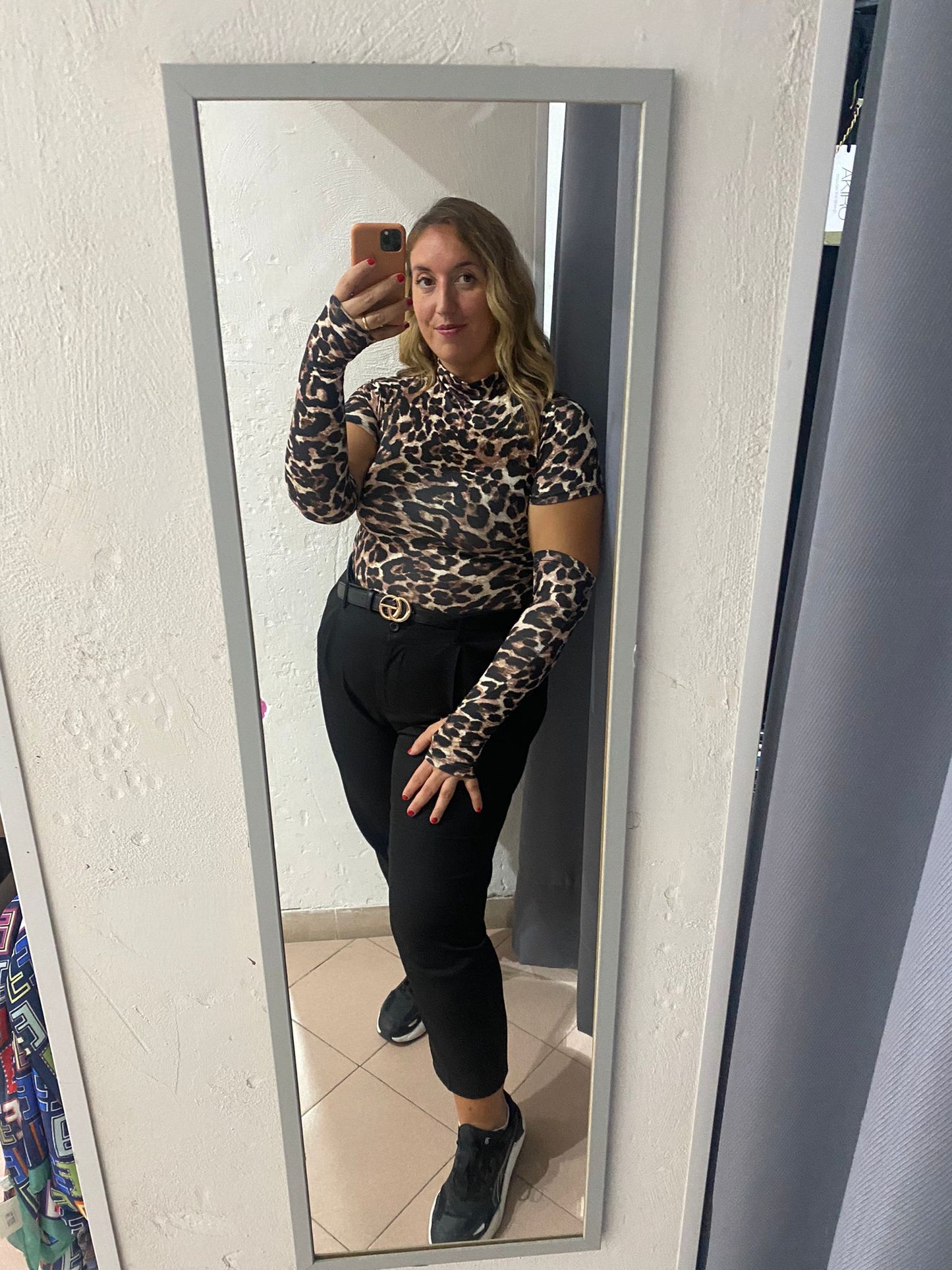 MAGLIA MANICOTTO LEOPARDATA