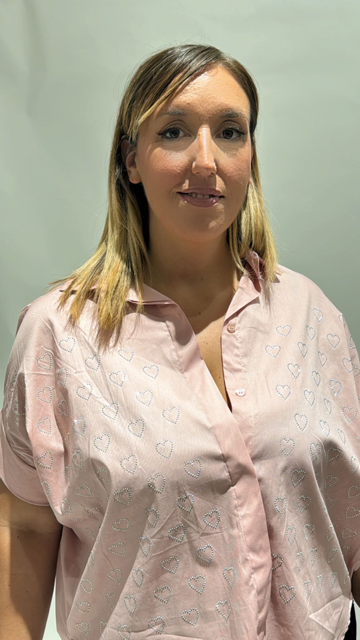 CAMICIA CON I CUORI BRILLANTINATI